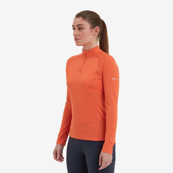 Montane Dart Puoli Vetoketjullinen Pitkähihainen T-paita Oranssi L Nainen