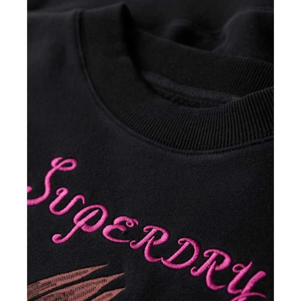 Superdry Suika Embroidered Loose Tröja Svart S Kvinna