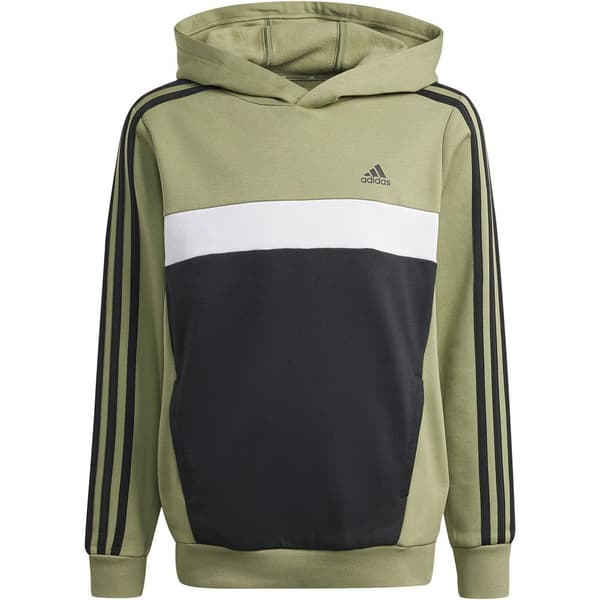 Adidas Tiberio 3 Stripes Colorblock Fleece Tröja Med Huva Grönt,Svart 7-8 Years Pojke