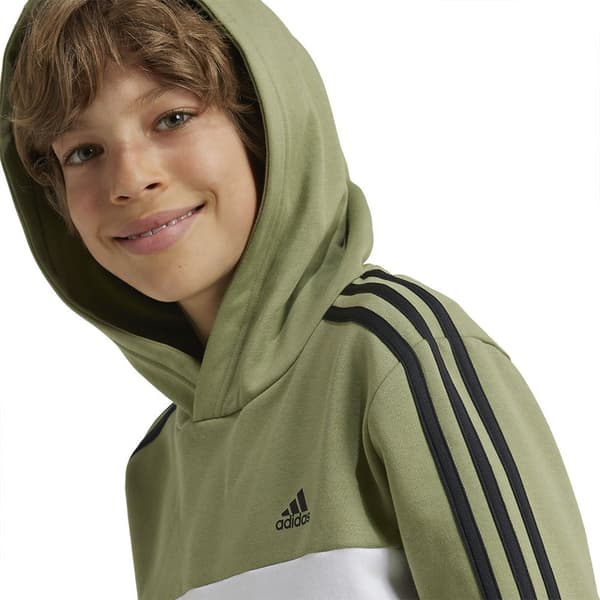 Adidas Tiberio 3 Stripes Colorblock Fleece Tröja Med Huva Grönt,Svart 7-8 Years Pojke
