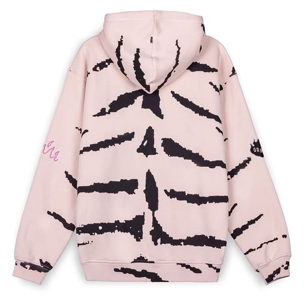 Grimey Cloven Tongues All Over Print Vintage Tröja Med Huva Beige M Man