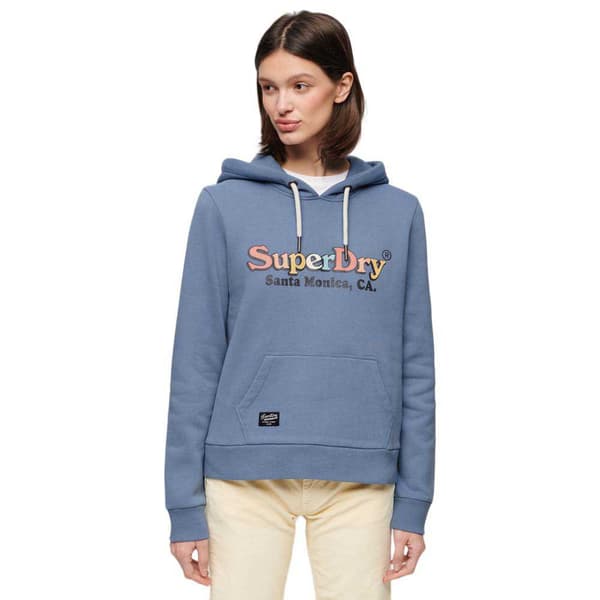 Superdry Rainbow Logo Graphic Tröja Med Huva Blå S Kvinna