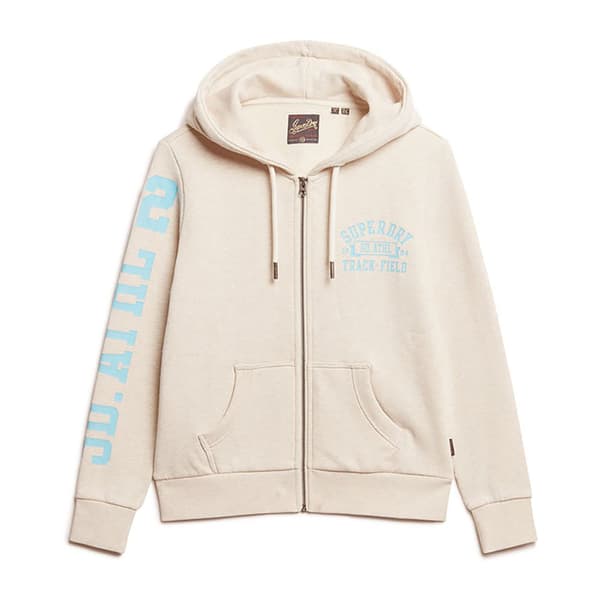 Superdry Super Athletic Graphic Sweatshirt Med Dragkedja Beige S Kvinna