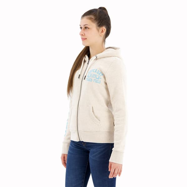 Superdry Super Athletic Graphic Sweatshirt Med Dragkedja Beige S Kvinna