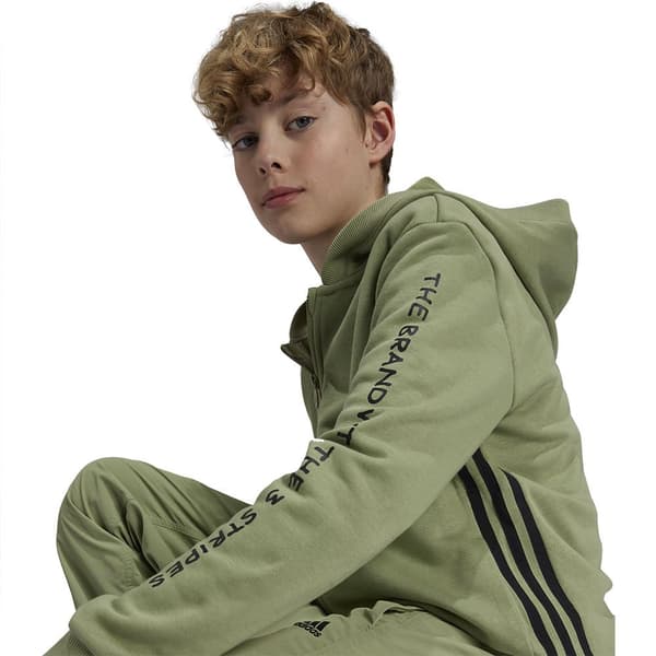 Adidas Street Jam Sweatshirt Med Dragkedja Grönt 7-8 Years Pojke