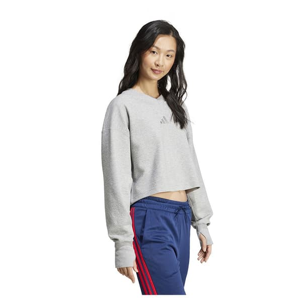 Adidas All Szn Ribbed V Neck Sweatshirt Grå XL Kvinde