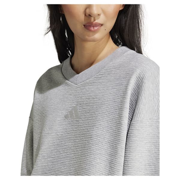 Adidas All Szn Ribbed V Neck Sweatshirt Grå XL Kvinde