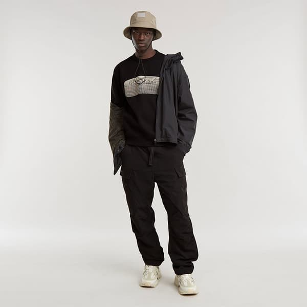 G-star Stacked Old Skool Logo Sweatshirt Sort S Mand