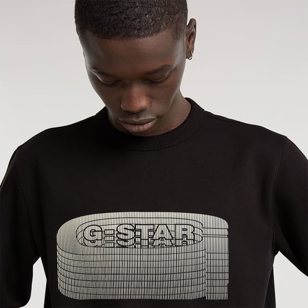 G-star Stacked Old Skool Logo Sweatshirt Sort S Mand