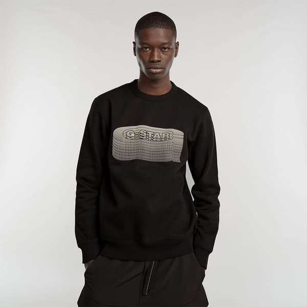 G-star Stacked Old Skool Logo Sweatshirt Sort S Mand