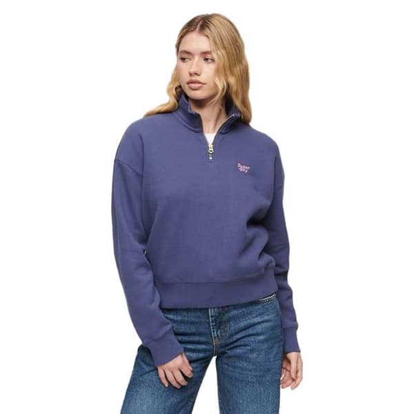 Superdry Essential Tröja Med Halv Dragkedja Lila L Kvinna