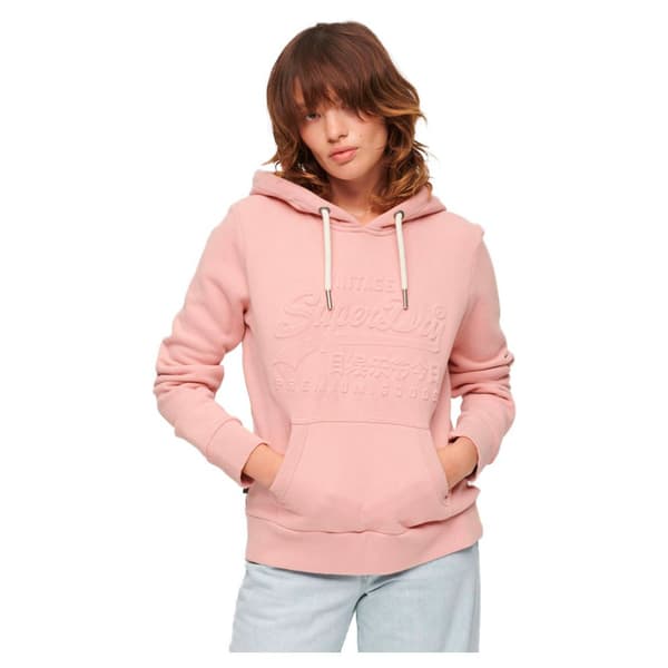 Superdry Embossed Vintage Logo Tröja Med Huva Rosa XS Kvinna