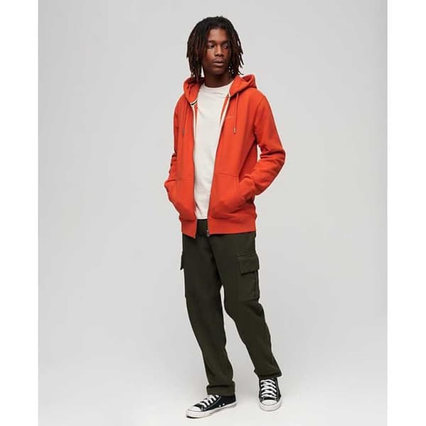 Superdry Essential Logo Sweatshirt Med Dragkedja Orange S Man