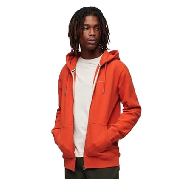 Superdry Essential Logo Sweatshirt Med Dragkedja Orange S Man
