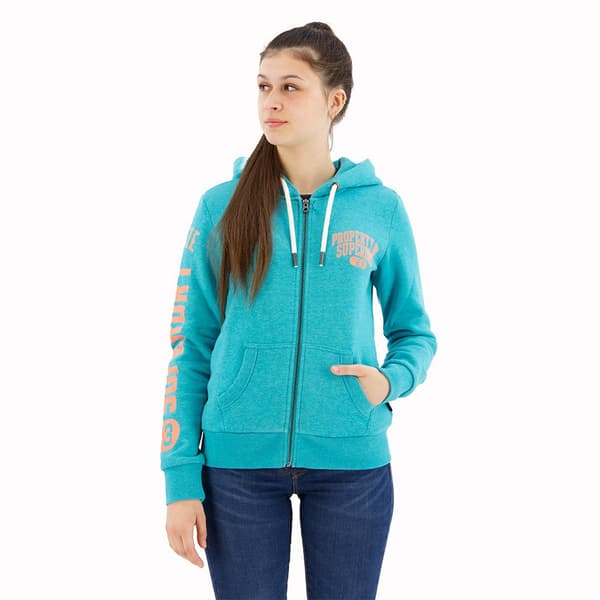 Superdry Super Athletic Graphic Sweatshirt Med Dragkedja Grönt S Kvinna
