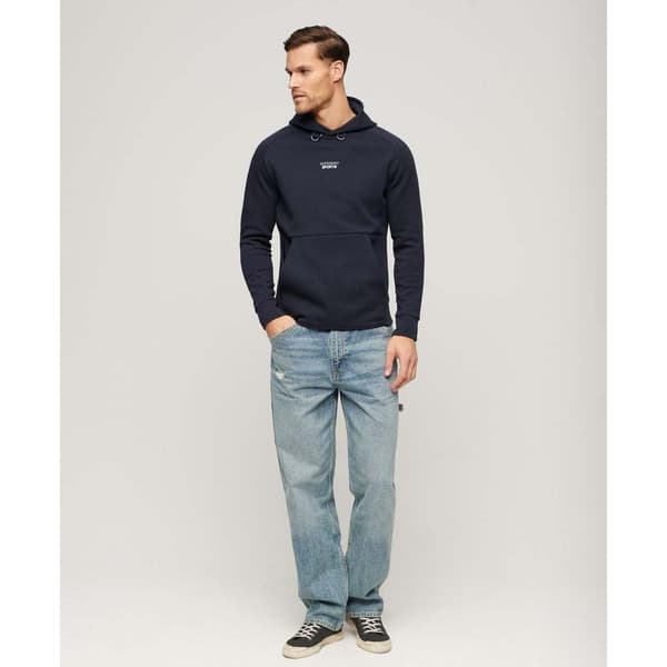 Superdry Sport Tech Logo Loose Tröja Med Huva Blå 2XL Man