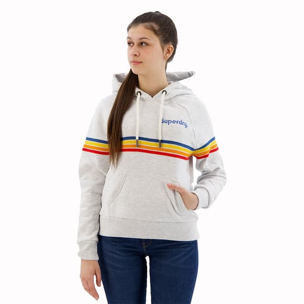 Superdry Rainbow Logo Tröja Med Huva Grå S Kvinna