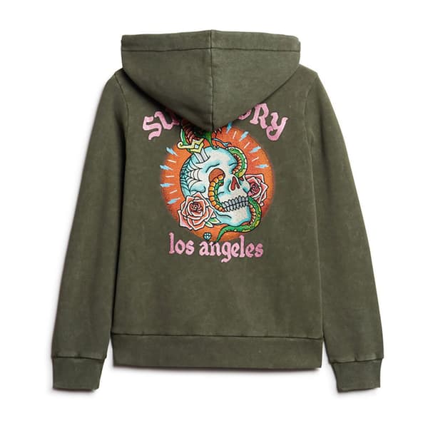 Superdry Tattoo Rhinestone Sweatshirt Med Dragkedja Grönt M Kvinna