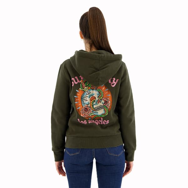 Superdry Tattoo Rhinestone Sweatshirt Med Dragkedja Grönt M Kvinna