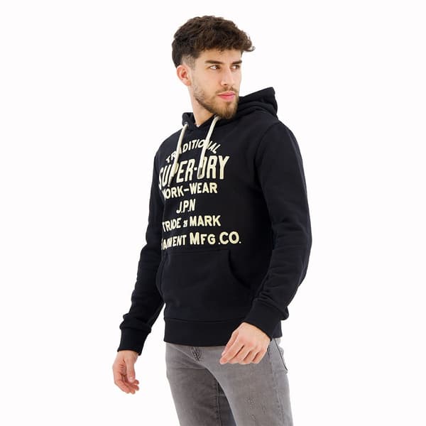 Superdry Workwear Flock Graphic Tröja Med Huva Svart XL Man