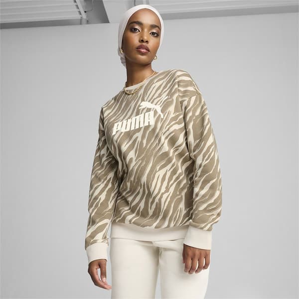 Puma Ess+ Animal Aop Sweatshirt Beige L Kvinde