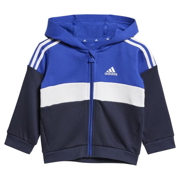 Adidas Tiberio 3 Stripes Colorblock Fleece Joggingdress För Spädbarn Blå 9-12 Months Pojke