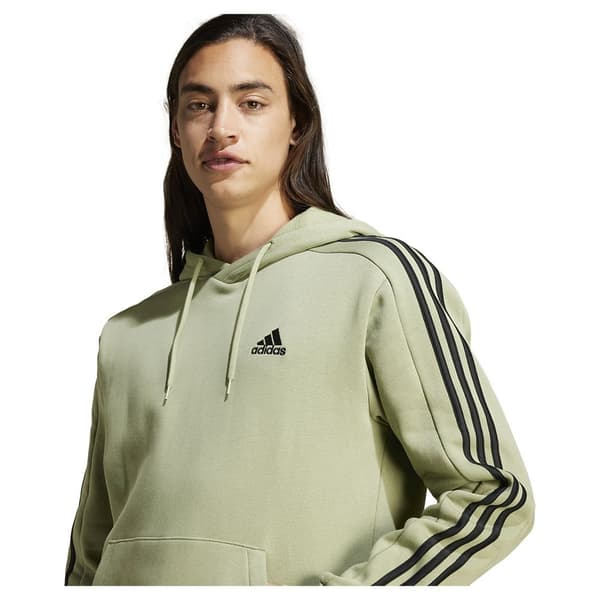 Adidas Essentials Fleece 3 Stripes Tröja Med Huva Grönt L / Regular Man