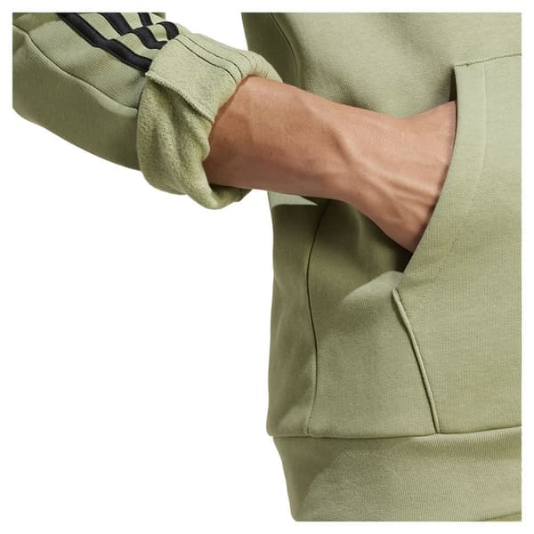 Adidas Essentials Fleece 3 Stripes Tröja Med Huva Grönt L / Regular Man