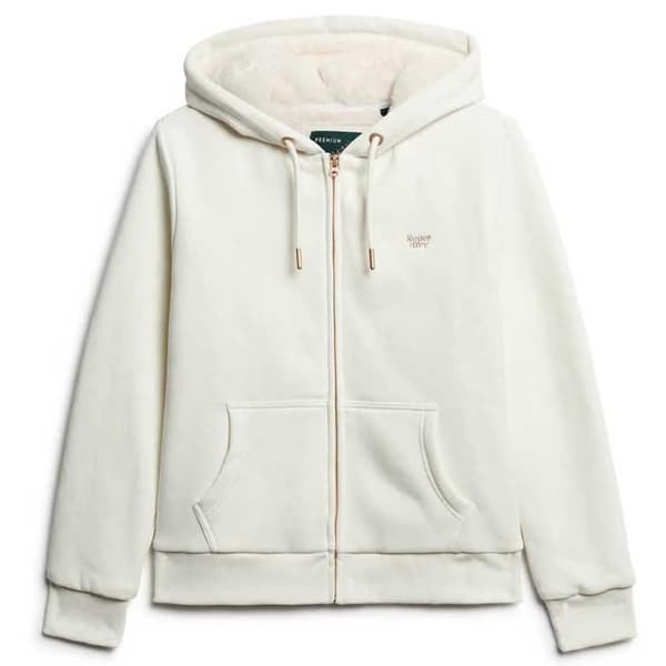 Superdry Essential Borg Lined Sweatshirt Med Dragkedja Vit L Kvinna