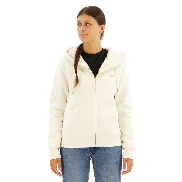 Superdry Essential Borg Lined Sweatshirt Med Dragkedja Vit L Kvinna