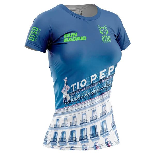 Otso Run Madrid Tio Pepe T-shirt Med Korta ärmar Blå S Kvinna