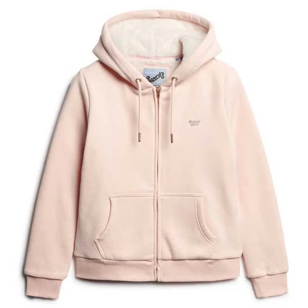Superdry Essential Borg Lined Sweatshirt Med Dragkedja Rosa M Kvinna