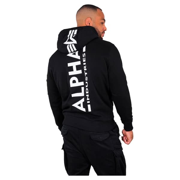 Alpha Industries Back Print Huvtröja Svart M Man