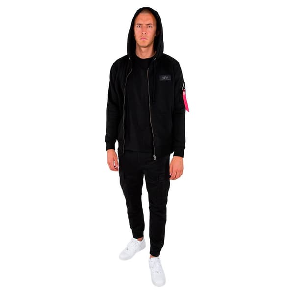 Alpha Industries Back Print Zip Huvtröja Svart L Man