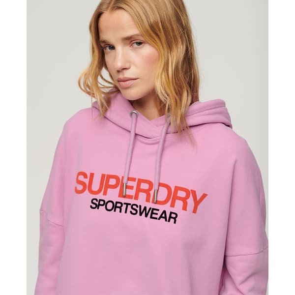 Superdry Sportswear Logo Boxy Tröja Med Huva Rosa M Kvinna