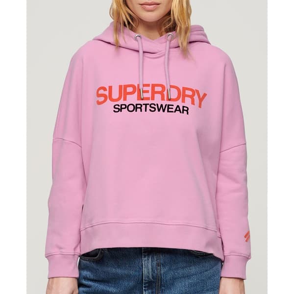 Superdry Sportswear Logo Boxy Tröja Med Huva Rosa M Kvinna