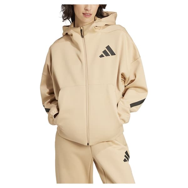 Adidas Z.n.e Sweatshirt Med Dragkedja Beige M / Regular Kvinna