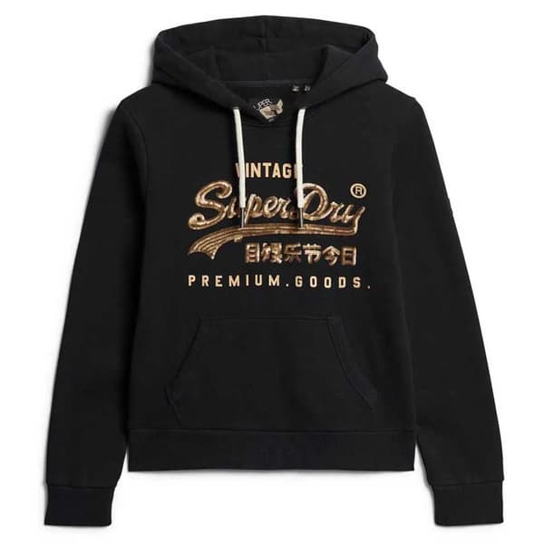 Superdry Embellished Vl Graphic Huvtröja Svart L Kvinna