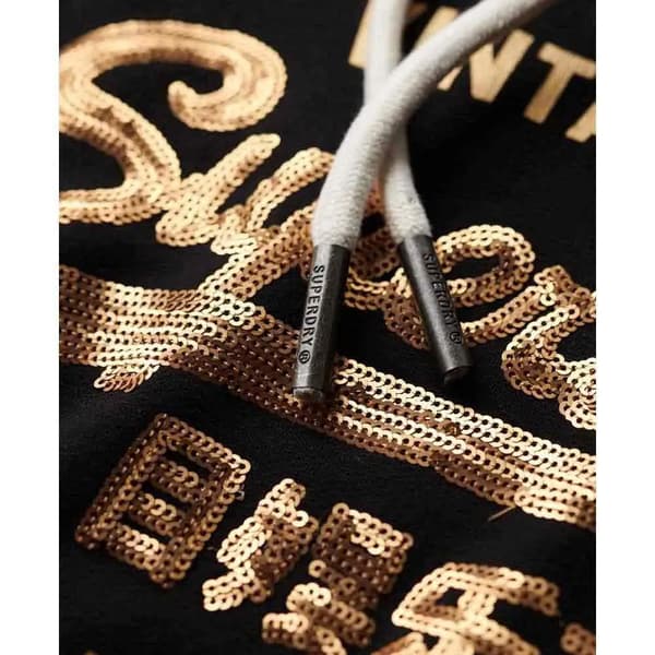 Superdry Embellished Vl Graphic Huvtröja Svart L Kvinna