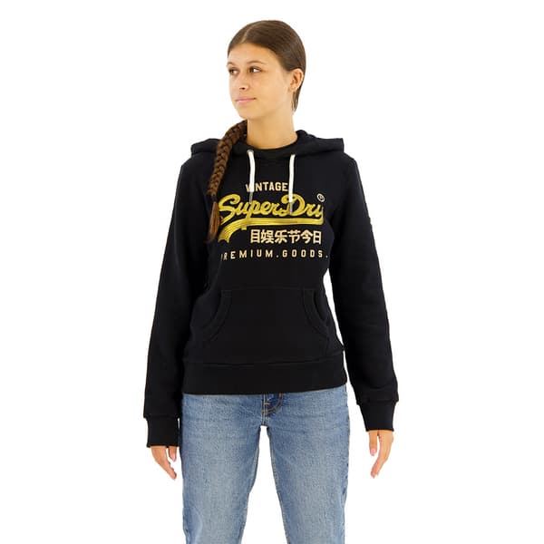 Superdry Embellished Vl Graphic Huvtröja Svart L Kvinna