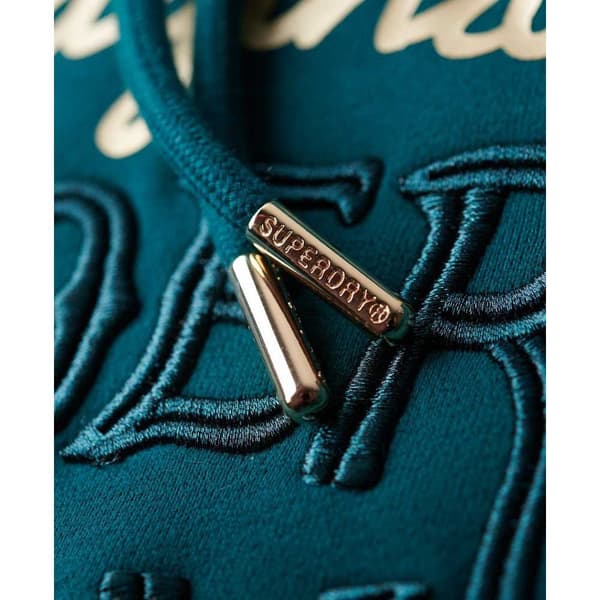 Superdry Luxe Metallic Logo Huvtröja Grönt XS Kvinna