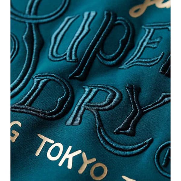 Superdry Luxe Metallic Logo Huvtröja Grönt XS Kvinna