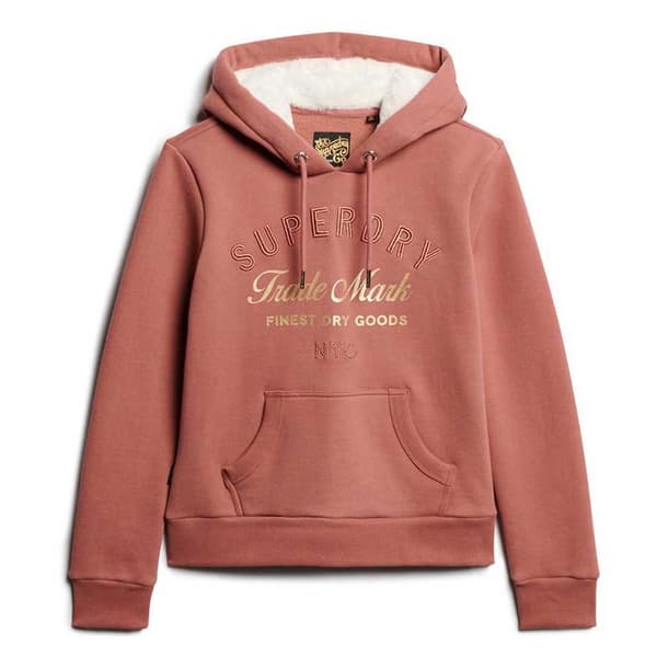 Superdry Luxe Metallic Logo Huvtröja Rosa XS Kvinna