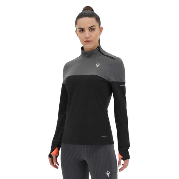 Macron Delia Halv Lynlås Sweatshirt Sort M Kvinde