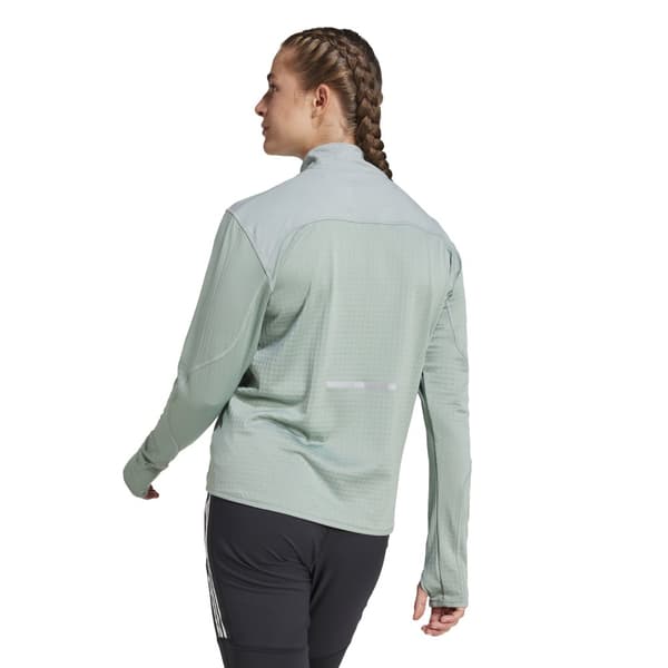 Adidas Ultimate Hi Vis Reflective Halv Lynlås Sweatshirt Grøn L Kvinde
