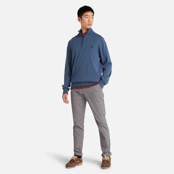Timberland Williams River Cotton Yd Tröja Med Halv Dragkedja Blå M Man