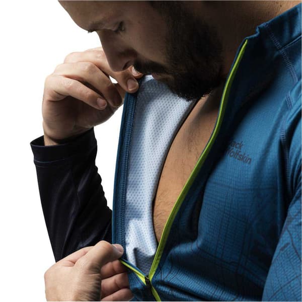 Jack Wolfskin Morobbia Fz T-shirt Med Lange ærmer Blå S Mand