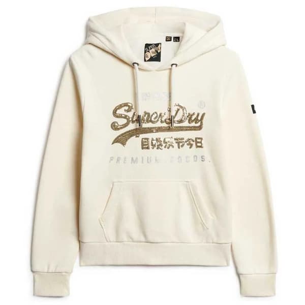 Superdry Embellished Vl Graphic Huvtröja Beige XS Kvinna