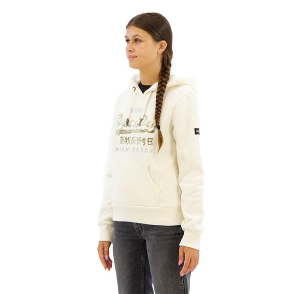 Superdry Embellished Vl Graphic Huvtröja Beige XS Kvinna