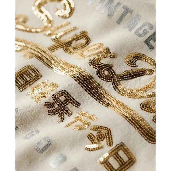 Superdry Embellished Vl Graphic Huvtröja Beige XS Kvinna